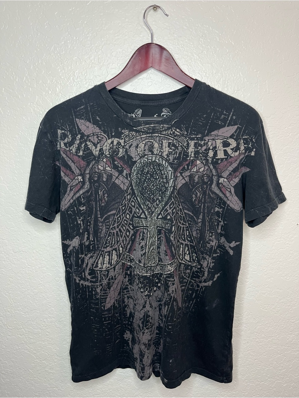 Vintage Ring of Fire Egyptian Ankh Wings Graphic Tee Size M